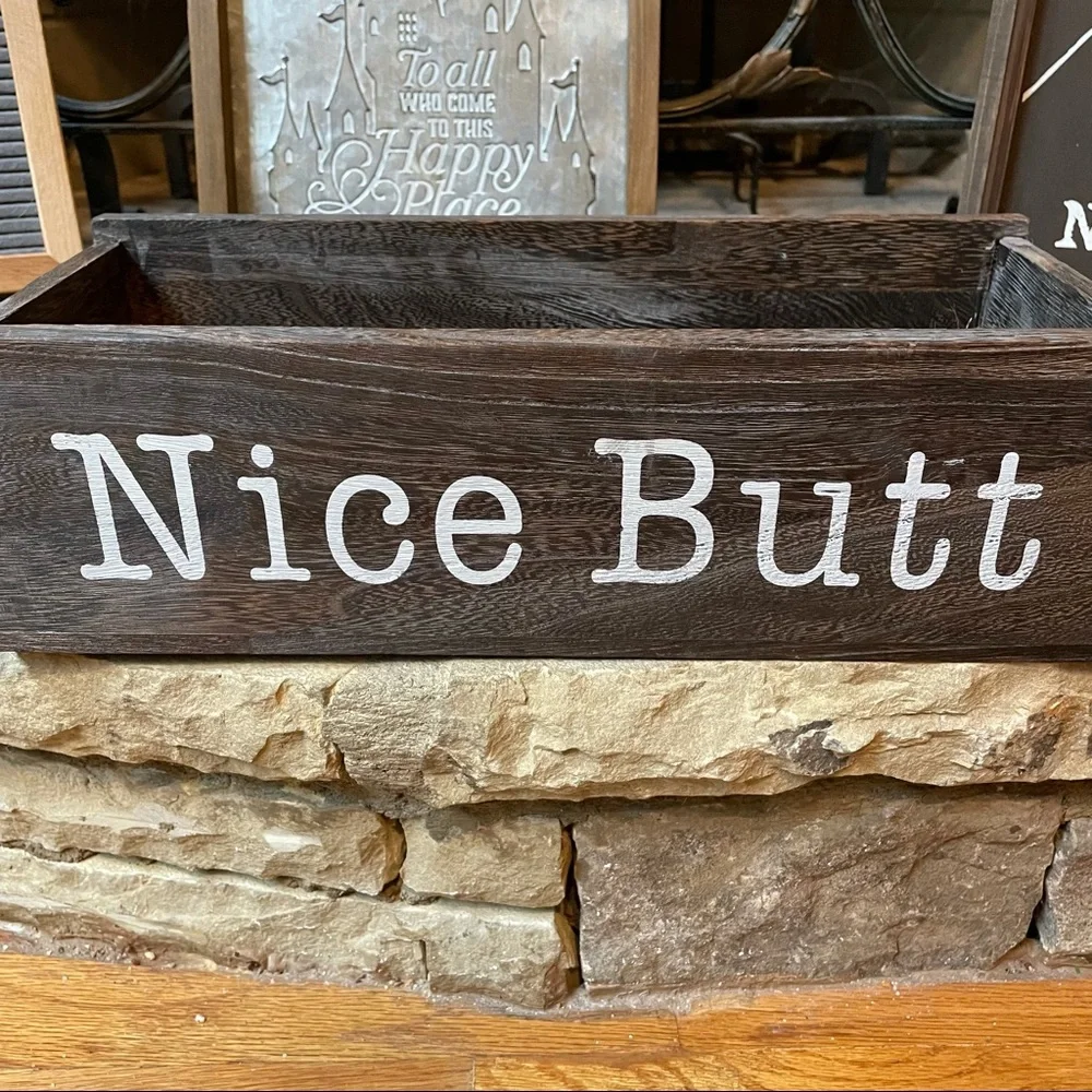 New Rustic Farmhouse Wood Bathroom Decor Toilet Paper Storage Caddy